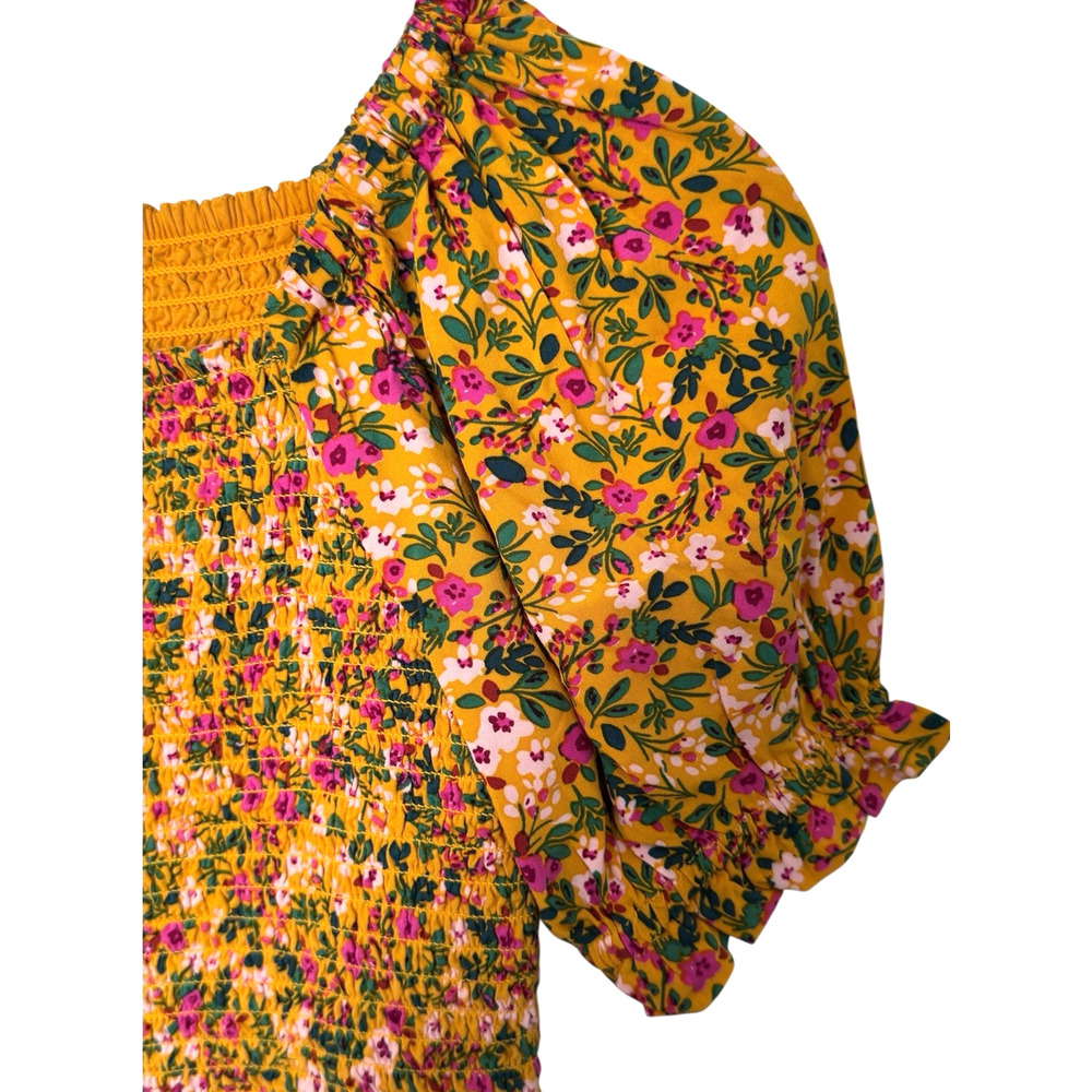 CREWCUTS J. Crew Girls' Sz 10 Floral Smocked Puff Sleeve Wide Leg Jumpsuit - Picture 4 of 10